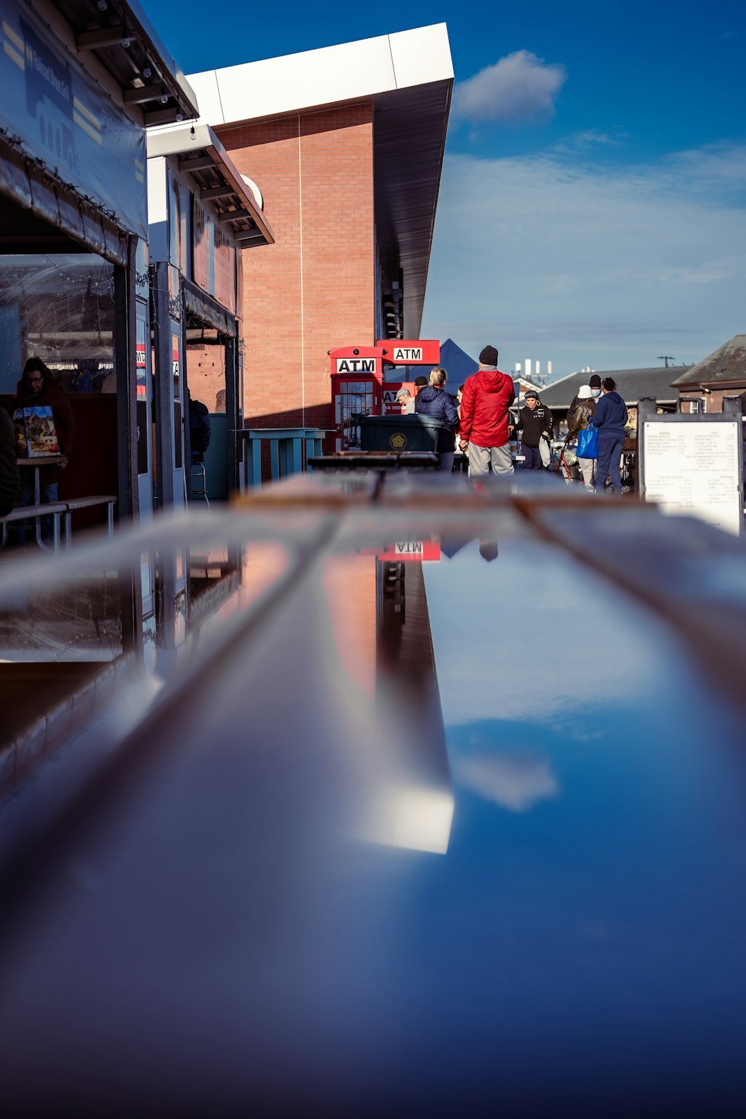 a group of people standing on a ramp