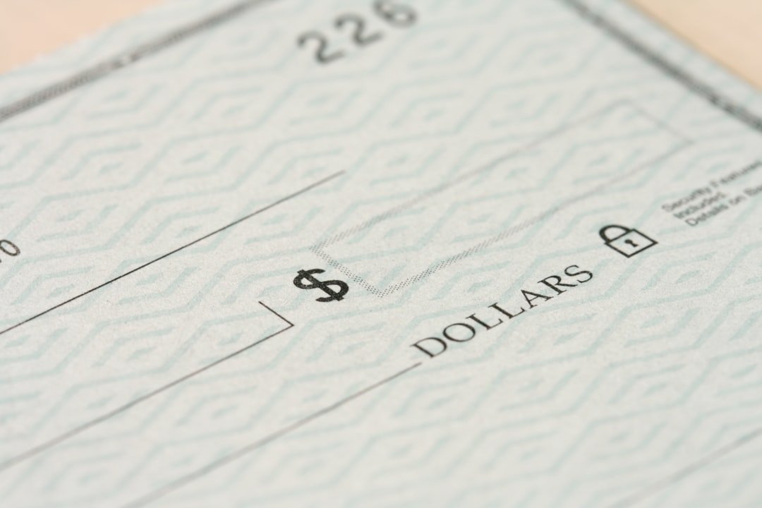 Close-up of a check with dollars field visible